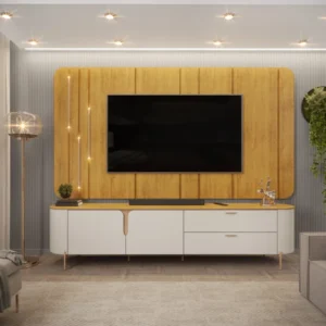 PAINEL E BANCADA COM CANTOS ARREDONDADOS EM MDF CELINE